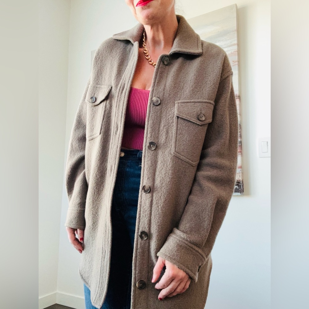 ARITZIA Wilfred Free Ganna Shirt Jacket Shacket Tan S